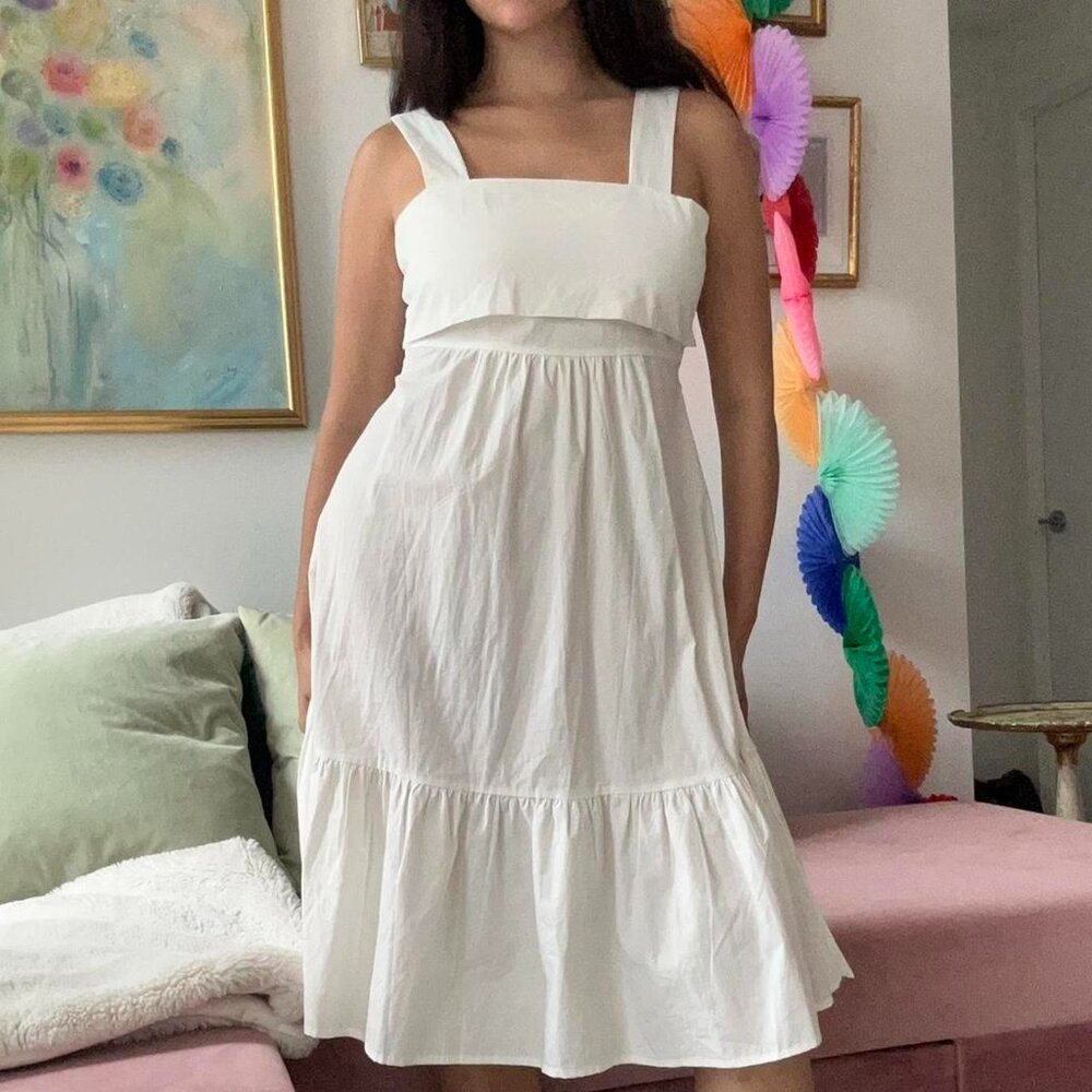 White Cotton Flowy Milk Maid Dress